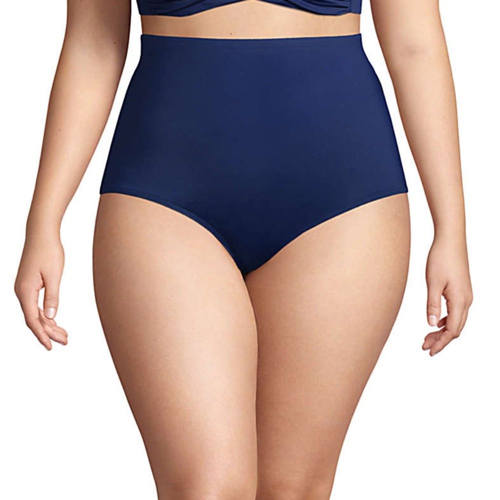 NEW! * Lands' End Ultra High Waist Swim Bottoms * Tummy Control * UPF 50 * 22W